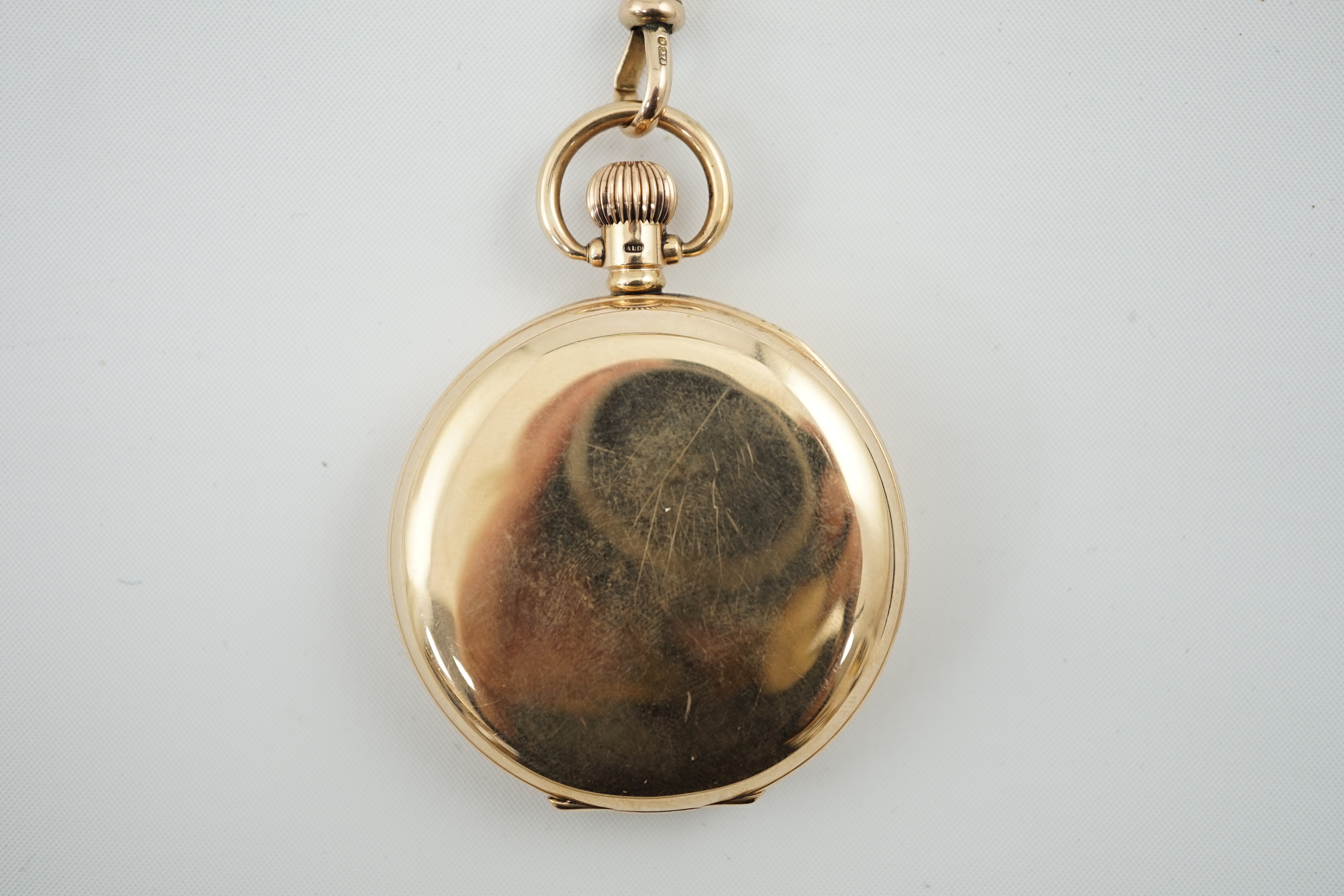 A George V 9ct gold Elgin open face keyless pocket watch